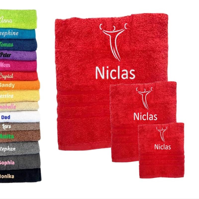 3 Pack Sports Personalised Bath Towel with Name Beautifully Embroidered Name Cotton Towel Personalized Gift (Rings, 55x27.5 + 39x20 + 20x11.8 inch)