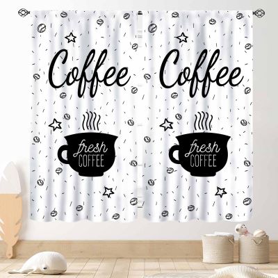 TKUYO Coffee Kitchen Curtains, Rustic Vintage Coffee Theme Latte Cappuccino Cafe Beans Brown Blackout Farmhouse Country Window Treatments Drapery for Living Room Bedroom Dining Room, 84"x63" Inch
