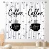 TKUYO Coffee Kitchen Curtains, Rustic Vintage Coffee Theme Latte Cappuccino Cafe Beans Brown Blackout Farmhouse Country Window Treatments Drapery for Living Room Bedroom Dining Room, 84"x63" Inch view 1