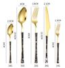 IFAJOOR Flatware Silverware Set, 5/20/30/40 Pieces Imitation Marble Stainless Steel Steak Knife, Fork And Spoon Dessert Spoon Set Small Waist Tableware, Tableware Cutlery Set(5 Pieces for 1) view 2