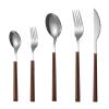 IFAJOOR Flatware Silverware Set, 5/20/30/40pcs Imitation Wood Handle Stainless Steel Cutlery Set Steak Knife And Fork Portuguese Spoon Fork, Tableware Cutlery Set(Brown,40 Pieces for 8) view 1