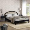 NTC Gem Wooden Bed Frame with Headboard and Natural Rattan, Solid Oak Foundation with Silent Slats, 1000 Lb Capacity, Effortless Assembly, Queen - Burnt Black view 3