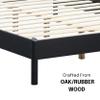 NTC Gem Wooden Bed Frame with Headboard and Natural Rattan, Solid Oak Foundation with Silent Slats, 1000 Lb Capacity, Effortless Assembly, Queen - Burnt Black view 4