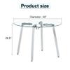 gopop 5-Piece Dining Table Set for 4, Round Glass Dining Table Set for 4, Tempered Glass Table Top&4 Chairs with Faux Leather Padded Seat High Back and Sturdy Chrome Legs. view 3
