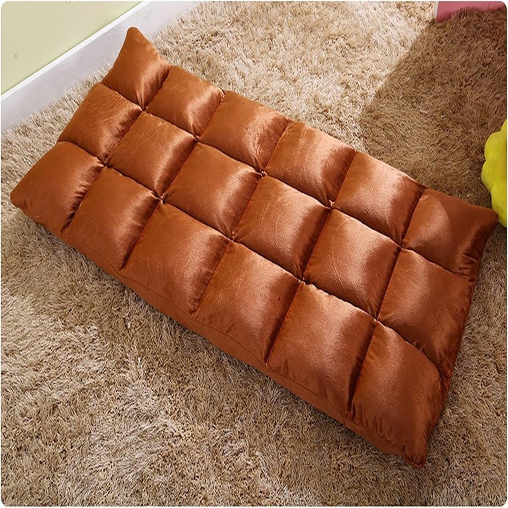 RhLLvJ Folding Floor Chair with Backrest, 5-Position Adjustable Folding Upholstered Adult Gaming Lazy Sofa Chair for Living Room, Bedroom, Tatami Office(Brown)