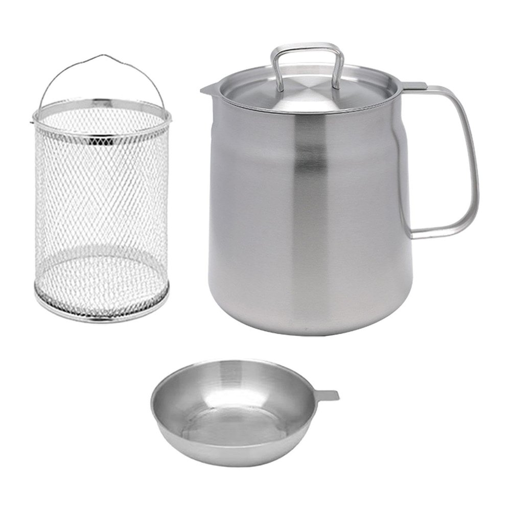 HomeLoft Basics Stainless Steel Deep Fryer Pot Frying Basket, Nonstick French Fries Pot for Onion Rings, Small Deep Fryer Pot for Home/Kitchen/Restaurant/Outdoor Camping/Picnic/Party, Regular