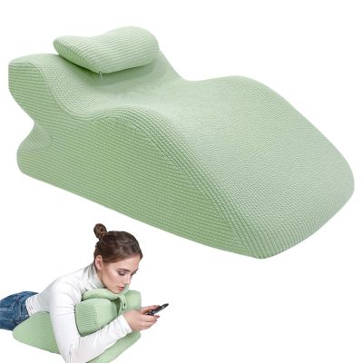 GZYLCH Ergonomic Prone Position Pillow, Triangle Back Cushion, Reading Pillow Backrest, Reading Wedge Pillow for Headboard, Back & Neck Pain Relief Incline Cushion, Removable Washable (Green)