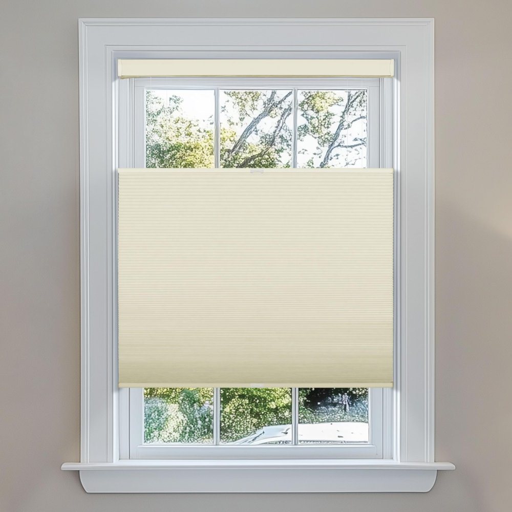 Berissa Blackout Door Blinds,Top Down Bottom Up Cellular Shades for French Door Window,1" Honeycomb Fabric Thermal Insulated Privacy for Indoor Windows,Front Back Doors,Beige. 24.5" W x 64" H