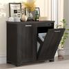 YGIPT Wooden Tilt Out Trash Cabinet,Hidden Trash Can Cabinet 20 Gallon Double Garbage Cabinet for Kitchen,Living Room&Bathroom Pure Espresso Finish view 1