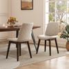 JESONVID Monte Dining Chair Set of 2, Modern Kitchen Dining Room Chairs, Upholstered Dining Accent Armless Side Chairs in Faux Leather Cushion Seat & Sturdy Wooden Legs(Walnut Silvery Gray) view 1
