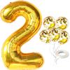 Gold Happy Anniversary Balloons Letters - 18 Inch with Giant Gold Number 2 Balloon - 40 Inch | 2 Balloon Number for Gold Happy Anniversary Banner | Happy Anniversary Decorations view 3