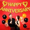 Gold Happy Anniversary Balloons Letters - 18 Inch with Giant Gold Number 2 Balloon - 40 Inch | 2 Balloon Number for Gold Happy Anniversary Banner | Happy Anniversary Decorations view 4