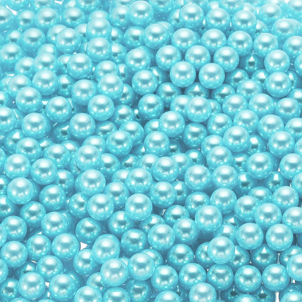 uxcell 1000Pcs Faux Pearl for Vase Filler, 8mm No Hole ABS Round Pearls for Crafting, Jewelry Making, Vase Filler, Cosmetic Boxes, DIY Parts, Table Scatter, Home Decoration, Cyan Blue