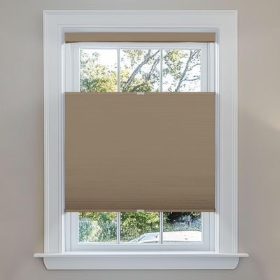 Berissa Blackout Cellular Shades for French Door Window, Top Down Bottom Up 1" Honeycomb Fabric Thermal Insulated Privacy Blinds for Indoor Windows, Front Back Doors, Brown, 74" W x 64" H