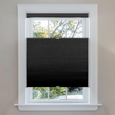 Berissa Blackout Cellular Shades, Top Down Bottom Up for French Door Window, 1" Honeycomb Fabric Thermal Insulated Privacy Blinds for Indoor Windows, Front Back Doors, Black, 62" W x 64" H