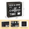 Pigort Farmhouse Coffee Bar Sign, Coffee Decorations For Home Decor, 4"x4" Wood Plaque for Home Kitchen Tabletop Decor (Coffee time) view 2