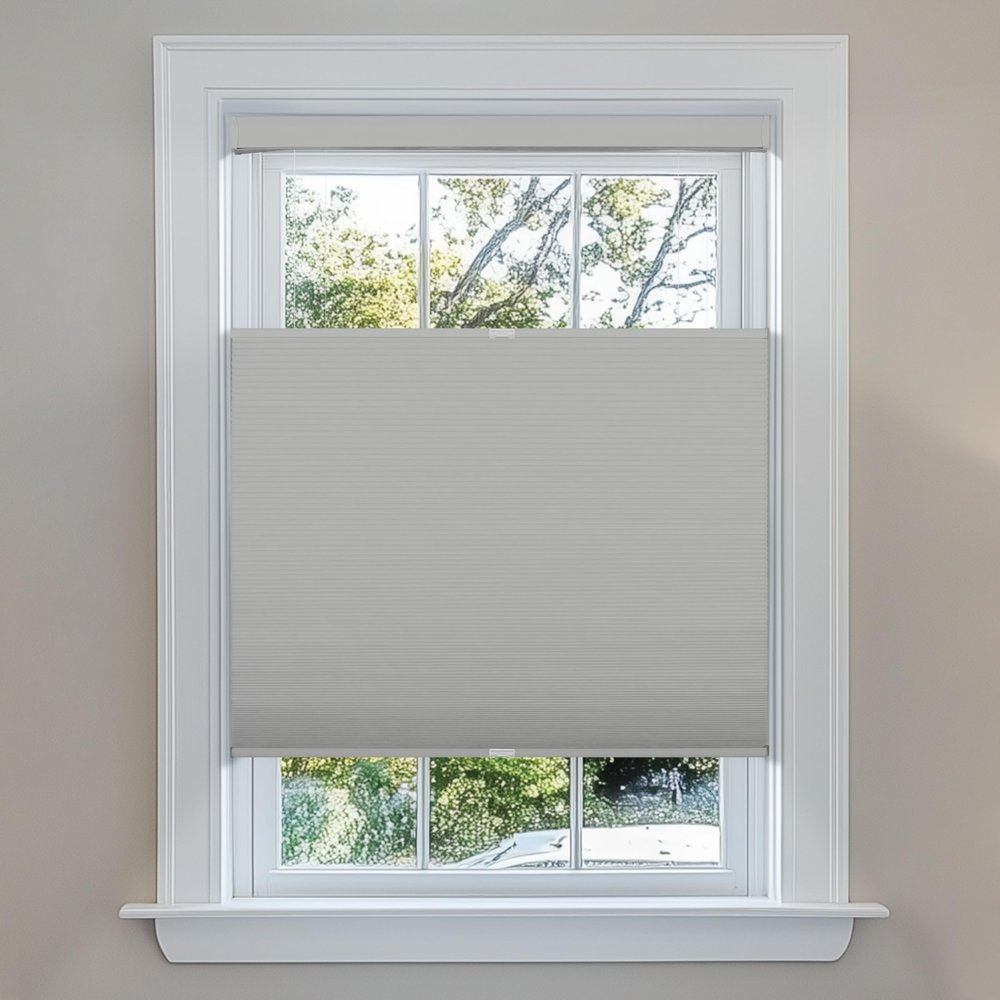 Berissa Blackout Door Blinds,Top Down Bottom Up Cellular Shades for French Door Window,1" Honeycomb Fabric Thermal Insulated Privacy for Indoor Windows,Front Back Doors,Grey. 27" W x 36" H