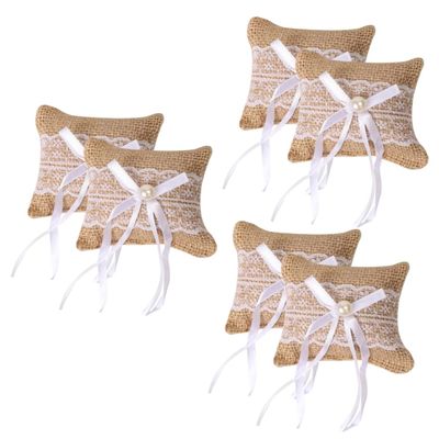 KOMBIUDA 6pcs Wedding Pillows and Ribbons Engagement Bearer Cushions for Ceremony for Weddings Proposals and Special Occasions