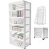 6 Layer Clear Plastic Drawer w/Wheels, Storage Cart Plastic 6 Drawer Plastic Organizer with Drawers Stackable Storage Drawers for Office Closet, 19.7 * 13 * 43in (White) view 1