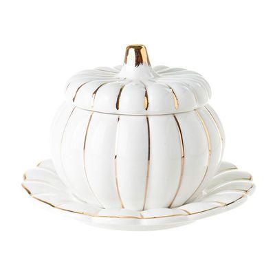 Amosfun 1set Ceramic Pumpkin Bowl Lid Stylish and Practical Soup Dish for Kitchen Decor and Serving Microwave and Dishwasher Safe Cute Pumpkin Design Trim