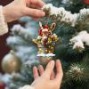 34HD Wooden Donkey Christmas Ornament  Funny Holiday Farm Animal Tree Hanging Decor, Rustic Cute Donkey Wearing Santa Hat with Lights, Festive Winter Decoration Gift for Animal Lovers view 4