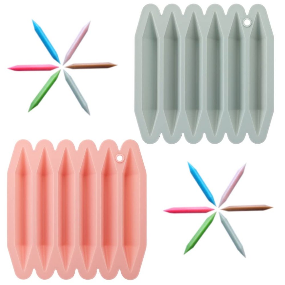 2Pcs 3D Double Tipped 6-Cavity Silicone DIY Crayon Mold Chocolate Pen Mold