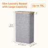 Lifewit 75L Slim Laundry Hamper with Lid, Narrow Laundry Basket with Removable Bag & Bamboo Handles, Fodable Thin Dirty Clothes Hamper for Laundry Collapsible Bin for Bathroom Bedroom Dorm, Gray view 3