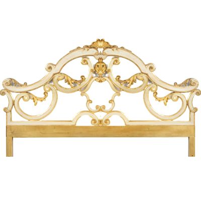 SMARTCAREWOOD Hand Carved Half Moon Off Gold Finish Wood Headboard Wall Mounted Headboard Panels Bedroom Unique Wooden Design Home Decor (King Size- 72x46x1 -inches)