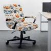 Fall Office Chair Cover Stretch Computer Chair Cover Spandex Desk Rotating Boss Chair Slipcover Thanksgiving Flowers Leaf Orange Blue Pumpkin Light Beige Chair Protector with Armrest Cover, Medium view 2