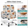 Fall Office Chair Cover Stretch Computer Chair Cover Spandex Desk Rotating Boss Chair Slipcover Thanksgiving Flowers Leaf Orange Blue Pumpkin Light Beige Chair Protector with Armrest Cover, Medium view 3