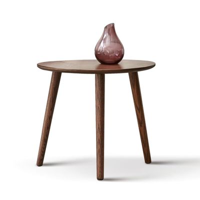 HomeLoft Basics (SINGLE) Center Table Low Table 100% Solid Oak Wood Top Plate Desk Pebble Shaped Natural Wooden Coffee Table Desk Work from Home Easy to Assemble, Walnut