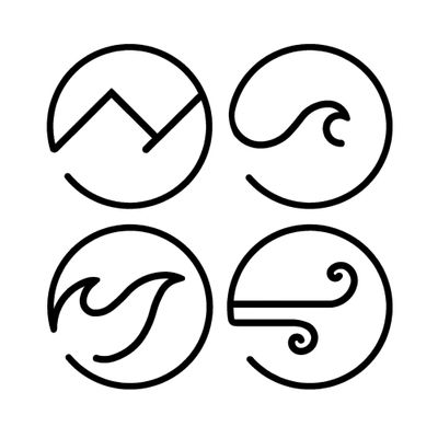 4 Element Metal Wall Decor | 19'' x 19'' x 0.05'' 4 Piece Element Themed Wall Decors in Dimensions | Living Room Bedroom Home and Office Wall Decoration Art (19''W x 19''H, Black)