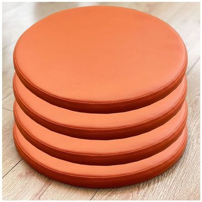 4 Pack Round Chair Cushion/Round PU Leather Seat Cushion, Round Memory Foam Waterproof Chair Pad for Round Stool Dining Room Living Room Outdoor