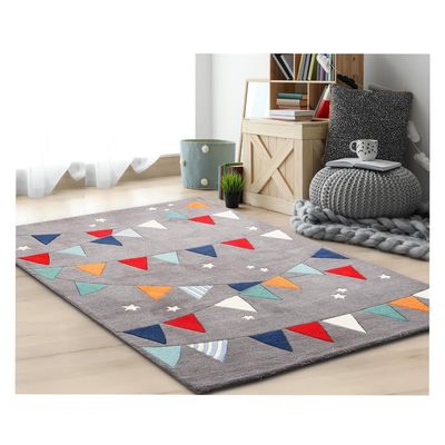 FIBERFUSION Flags Designer Carpet Fur Rugs for Children's Room Bedroom Living Room Microfiber Rugs Modern Interior Carpets Grey (Size, 7x10)