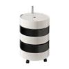 AXFCBDF 360 Rotating Round Side Table with Storage, Movable Bedside Table, Rolling Nightstand, Small Bathroom Cabinet, for Living Room(Black and White) view 1
