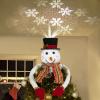 Lewondr Christmas Tree Topper Hat Projector, Snowman Hat Tree Topper with Snowflake Projector Light, Decorative Elf Hat Tree Topper for Xmas Tree New Year Holiday Party Winter Home Decoration, White view 1