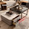 EKDJSN Nesting Square Coffee Table, Three-Dimensional Chassis and High and Low Stacking Nesting Table, Coffee Table Set of 2 with Drawer Storage, Can Bear About 100KG(27in+24in) view 2