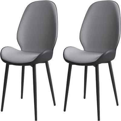 OZSSLJJ 2-piece dining chair, wear-resistant tech fabric seat backrest(C,Black feet)
