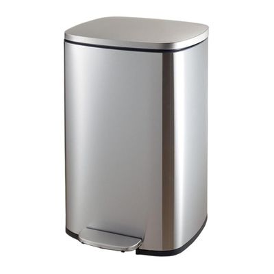 YUJUNDZSW Trash Cans 8/13 Gallon Heavy Duty Hands-Free Trash Can with Lid, Brushed Stainless Steel Commercial/Kitchen Step Trash Can, Soft Close Lid and Inner Bucket Kitchen Trashcan(30L)
