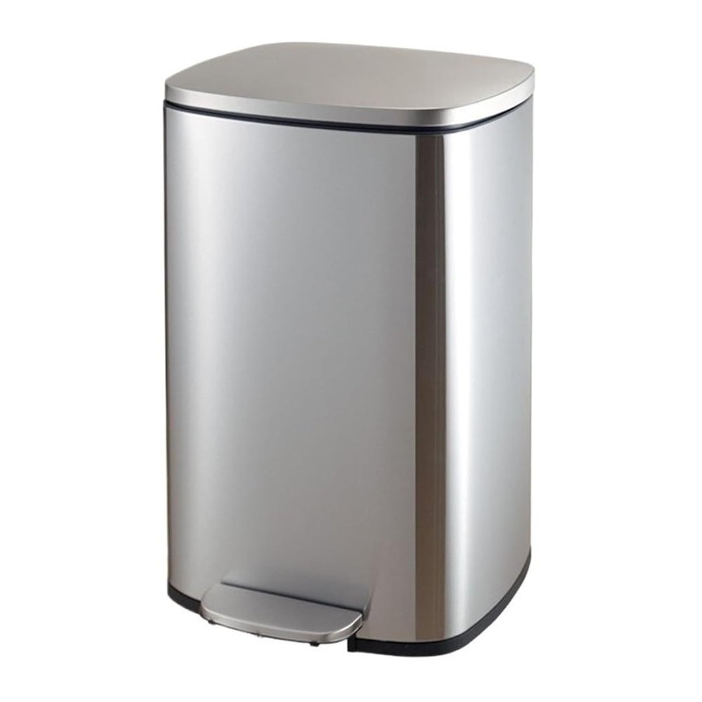 YUJUNDZSW Trash Cans 8/13 Gallon Heavy Duty Hands-Free Trash Can with Lid, Brushed Stainless Steel Commercial/Kitchen Step Trash Can, Soft Close Lid and Inner Bucket Kitchen Trashcan(30L)