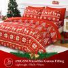 YIYEA Christmas Comforter Set, 7 Pieces Bed in a Bag, Christmas Bedding Sets with Comforter, Flat Sheet, Fitted Sheet, 2 Embroidered Pillowcases, and 2 Printed Pillowcases, King view 3