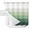 No Hook Cloth Fabric Shower Curtain with Snap in Liner, Modern Simple Stripes Waterproof Shower Curtains Set with See Through Top Window, Country Gradient Green Bath Curtains Shower 72"x78" view 1
