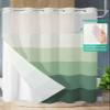 No Hook Cloth Fabric Shower Curtain with Snap in Liner, Modern Simple Stripes Waterproof Shower Curtains Set with See Through Top Window, Country Gradient Green Bath Curtains Shower 72"x78" view 2