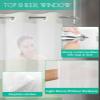 No Hook Cloth Fabric Shower Curtain with Snap in Liner, Modern Simple Stripes Waterproof Shower Curtains Set with See Through Top Window, Country Gradient Green Bath Curtains Shower 72"x78" view 4
