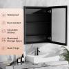 BOHMIROO 24x30 Inch Medicine Cabinet Mirror Black Bathroom Cabinet with Vanity Mirror Recessed Medicine Cabinet Surface Mount Matte Aluminum Vanity Mirror with Storage Cabinet view 4
