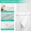 No Hook Cloth Fabric Shower Curtain with Snap in Liner, Simple Stripe Waterproof Shower Curtains Set with See Through Top Window, Teal Green Gradient Stripes Textured Bath Curtains Shower 36"x78" view 3