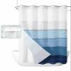 No Hook Cloth Fabric Shower Curtain with Snap in Liner, Farmhouse Rustic Waterproof Shower Curtains Set with See Through Top Window, Country Gradient Stripes Blue Bath Curtains Shower 48"x72" view 1