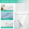 No Hook Cloth Fabric Shower Curtain with Snap in Liner, Farmhouse Rustic Waterproof Shower Curtains Set with See Through Top Window, Country Gradient Stripes Blue Bath Curtains Shower 48"x72" view 3
