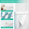 No Hook Cloth Fabric Shower Curtain with Snap in Liner, Modern Simple Waterproof Shower Curtains Set with See Through Top Window, Green Geometric Stripe Bath Curtains Shower 60"x72" view 3