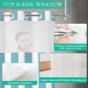 No Hook Cloth Fabric Shower Curtain with Snap in Liner, Modern Simple Waterproof Shower Curtains Set with See Through Top Window, Green Geometric Stripe Bath Curtains Shower 60"x72" view 4